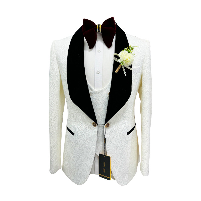 Men Formal Wear Wedding - Thorndike Erkek Düğün Takımları Beyaz Jakarlı