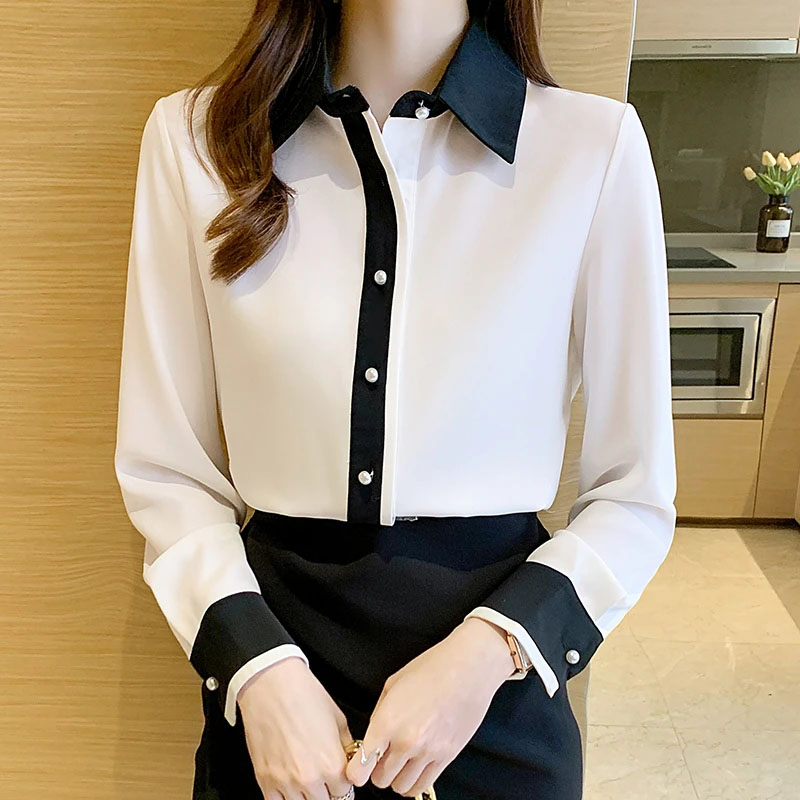 Men'S Formal Style - Kadınlar için Beyaz Şifon Gömlek Kore