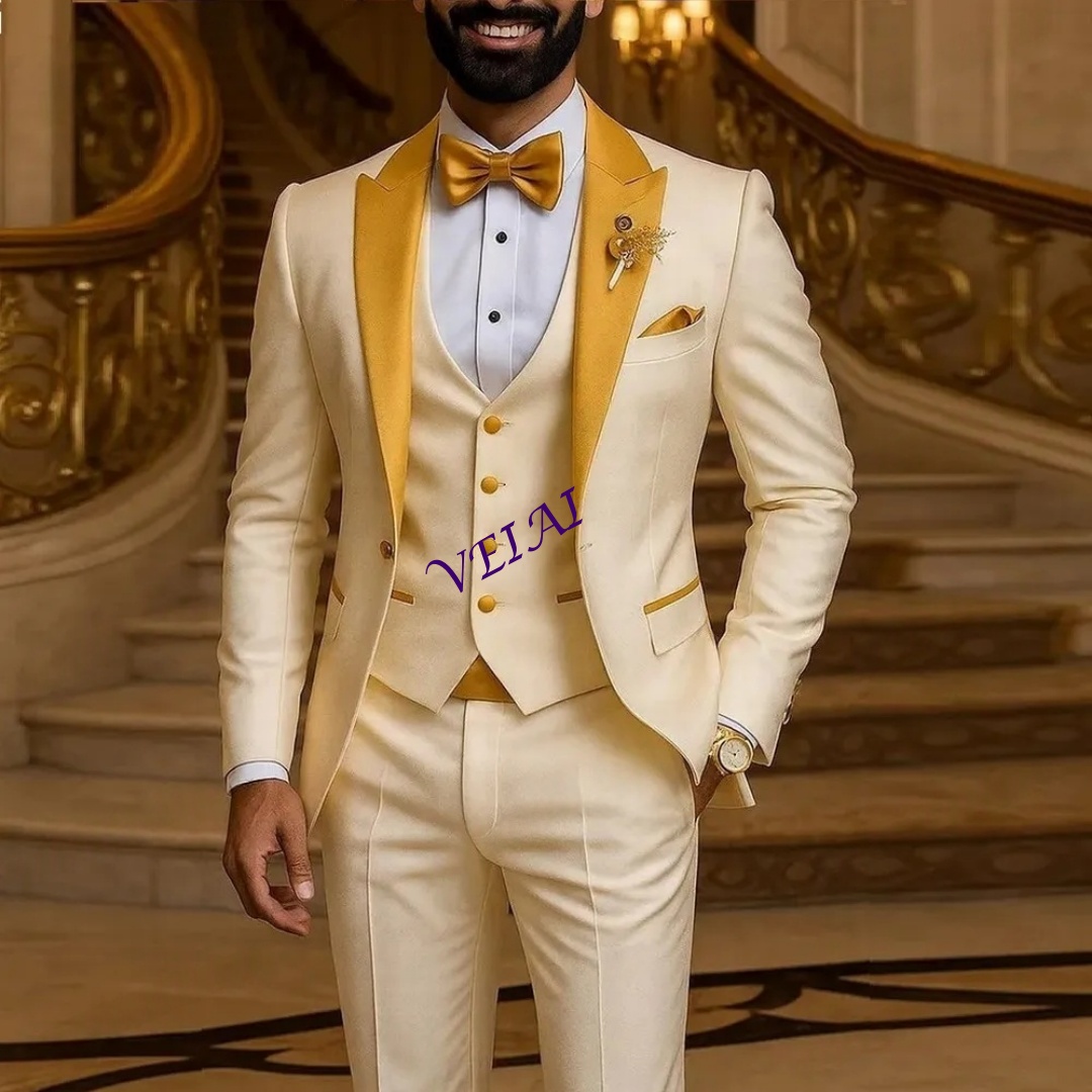 Özel Tasarım Altın Yaka Fildiş - Men Formal Wear Wedding incelemesi ve fiyatı