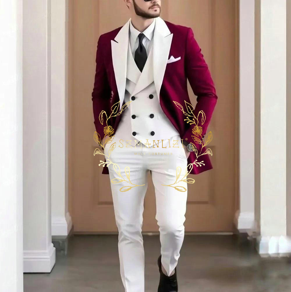 Zarif Bordo 3 Parçalı Erkek Ta - Elegant Formal Men'S Wear incelemesi ve fiyatı