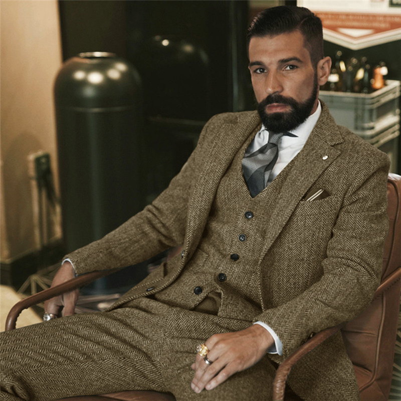 Gri yün tüvit kış Suit erkekle - Men Formal Wear Wedding incelemesi ve fiyatı